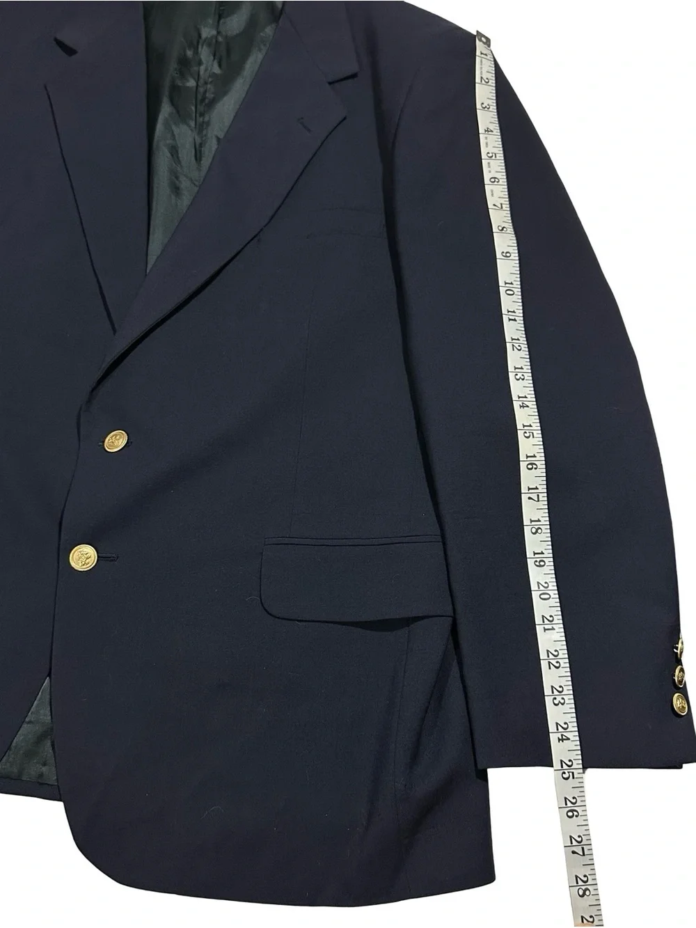 Vtg Stafford Navy Blue Wool Suit Jacket Sports Coat Tailored In USA Sz 46R NWOT